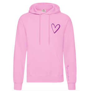 Fruit of the Loom hoodie med logo hjerte, Pink