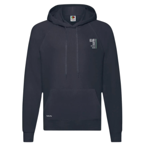 Fruit Of The Loom hoodie, Deep navy med logo og navn