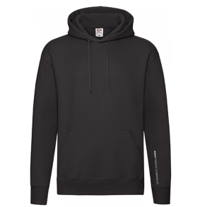 Fruit of the Loom hoodie med logo spalte ned af ryggen, Sort