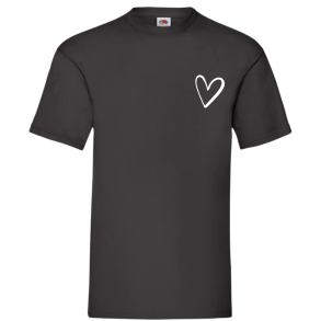 Fruit of the Loom t-shirt med logo hjerte, Sort
