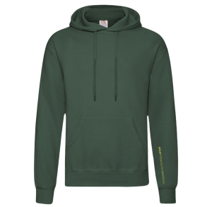 Fruit of the Loom hoodie med logo spalte ned af ryggen, Grn