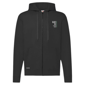 Fruit Of The Loom hoodie m. lyn sort med logo og navn