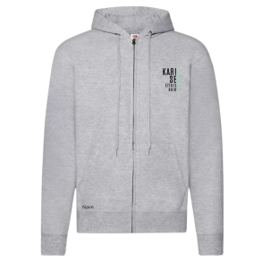 Fruit Of The Loom hoodie m. lyn gr med logo og navn