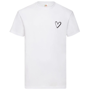 Fruit of the Loom t-shirt med logo hjerte, Hvid