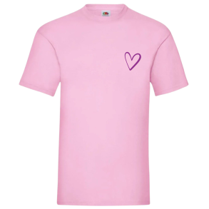 Fruit of the Loom t-shirt med logo hjerte, Pink
