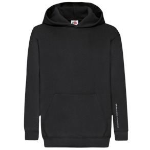 Fruit of the Loom hoodie med logo spalte ned af ryggen, Sort