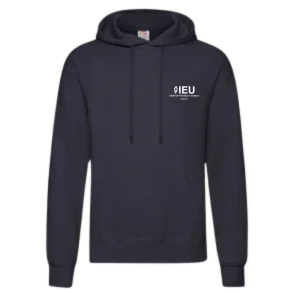 Fruit of the Loom hoodie, deep navy med logo og navn 