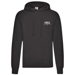 Fruit of the Loom hoodie, sort med logo og navn. 