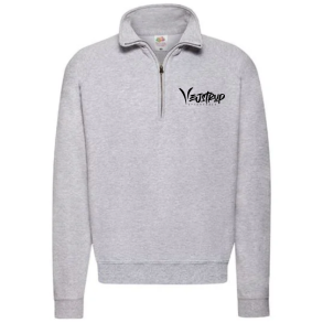 Fruit of the Loom half zip sweat, Gr� med sort Vejstrup logo 