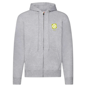 Fruit Of The Loom Hoodie m. lyn, Gr med logo og navn