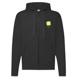 Fruit Of The Loom Hoodie m. lyn, Sort med logo og navn