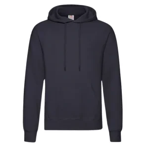 Fruit of the Loom klassisk hoodie, Deep navy med logo