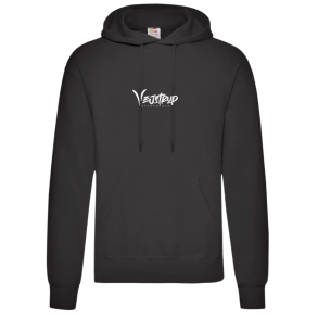 Fruit of the Loom hoodie, Sort med hvid Vejstrup logo 
