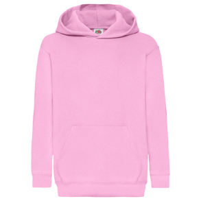 Fruit of the Loom Hoodie, Pink med logo og navn 