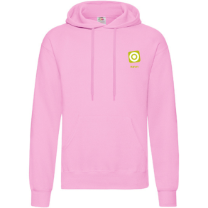 Fruit Of The Loom hoodie - light pink med logo og navn