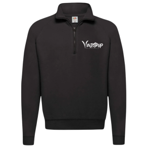Fruit of the Loom half zip sweat, Sort med hvid Vejstrup logo 