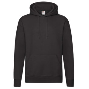 Fruit of the Loom Premium Hoodie, Sort med logo og navn. 