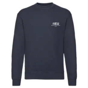 Fruit of the Loom sweatshirt, deep navy med logo og navn. 