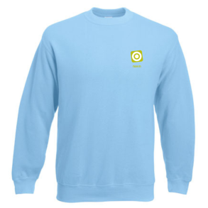 Fruit Of The Loom sweatshirt - Skye blue med logo og navn 