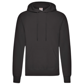 Fruit of the Loom hoodie, sort med logo 