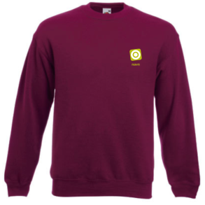 Fruit Of The Loom sweatshirt - Burgundy med logo og navn 