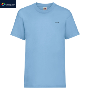 Fuit Of The Loom t-shirt, Sky blue med logo og navn 