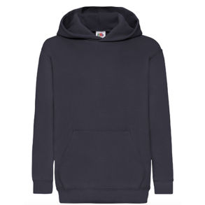 Fruit of the Loom Hoodie, Deep navy med logo og navn 