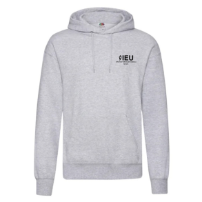 Fruit of the Loom hoodie, gr� med logo og navn. 
