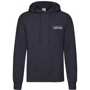 Fruit of the Loom Hoodie, Deep navy med logo p� ryggen samt foran