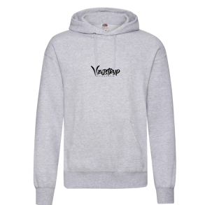 Fruit of the Loom hoodie, Gr� med sort Vejstrup logo 