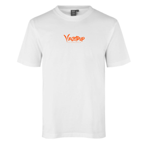 ID Game T-shirt, Hvid med orange Vejstrup logo 