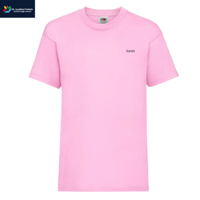 Fuit Of The Loom t-shirt, Pink med logo og navn 