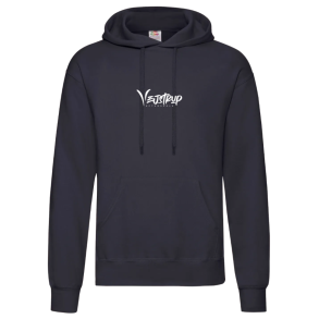 Fruit of the Loom hoodie, Deep navy med hvid Vejstrup logo 