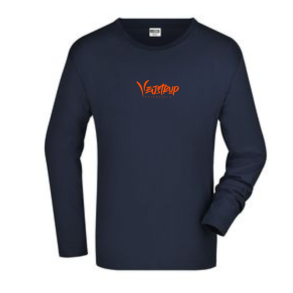 J&N Longsleeve tee, Navy med orange Vejstrup logo 