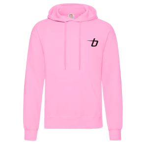 Fruit of the Loom hoodie, pink med logo 