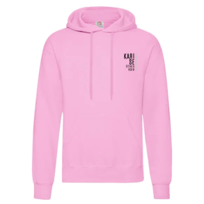 Fruit Of The Loom hoodie, Pink med logo og navn