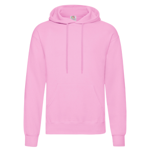 Fruit of the Loom hoodie, pink med logo 