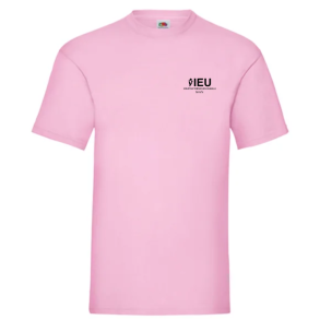 Fruit of the Loom Valueweight t-shirt, pink med logo og navn 