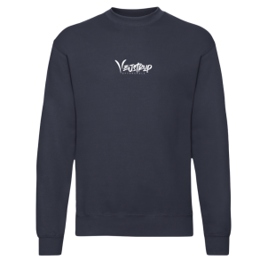 Fruit of the Loom sweatshirt, Deep navy med hvid Vejstrup logo 